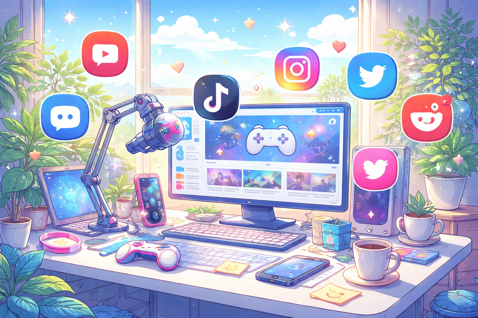 A bright, friendly creator workspace for 4Nerds Gaming