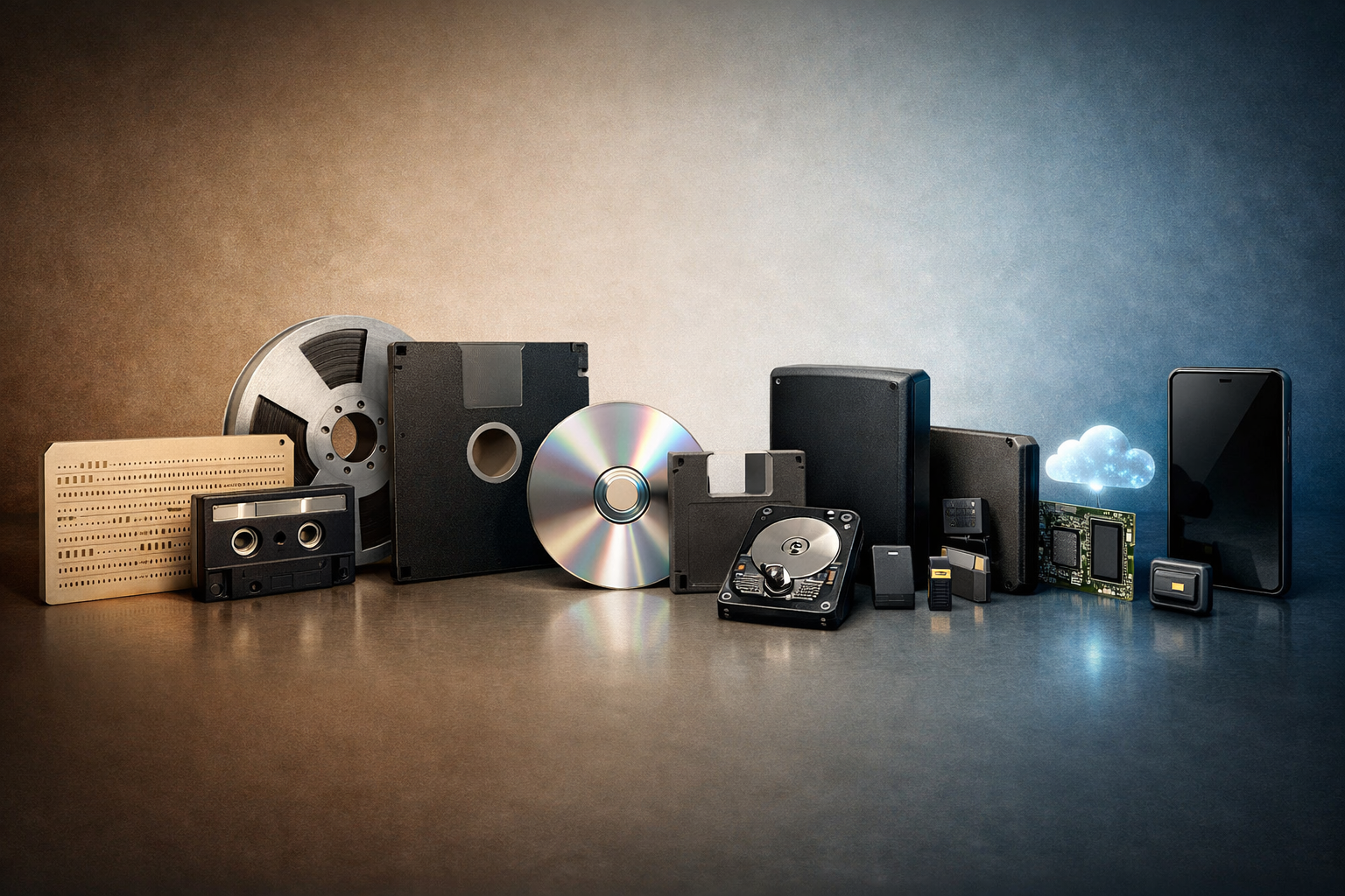 Data storage across eras (punch cards to cloud)